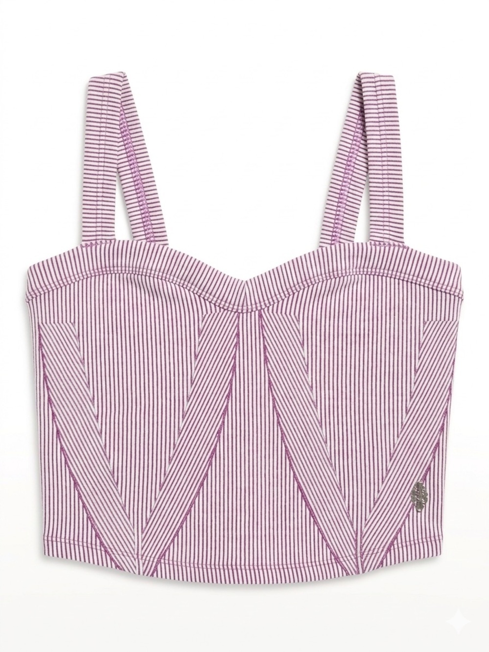 Mulberry Textured Striped Top in Magenta and Silver